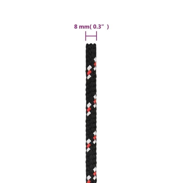 Båtlina svart 8 mm 50 m polypropen - Rep - Båtrep - Home & Living