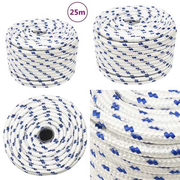 Tovværk til båd 12 mm 25 m polypropylen hvid - Bådreb - Bådtov - Home & Living