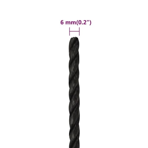 Rep svart 6 mm 25 m polypropylen - Rep - Rep - Home & Living