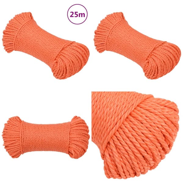 Arbejdsreb 8 mm 25 m polypropylen orange - Reb - Snoet Reb - Home & Living