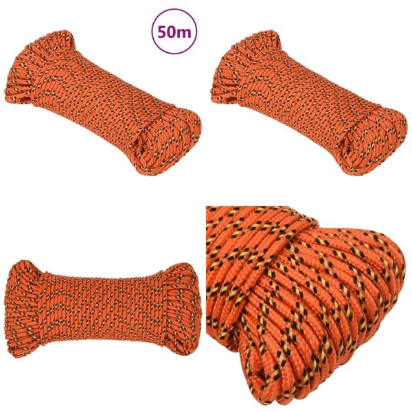 Båtlina orange 4 mm 50 m polypropen - Rep - Båtrep - Home & Living