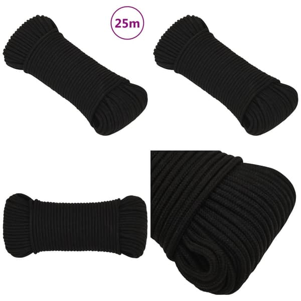 Rep svart 5 mm 25 m polyester - Rep - Flätade Rep - Home & Living