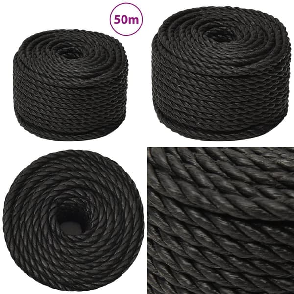 Arbejdsreb 10 mm 50 m polypropylen sort - Reb - Snoet Reb - Home & Living