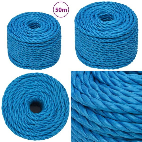 Arbejdsreb 12 mm 50 m polypropylen blå - Reb - Snoet Reb - Home & Living