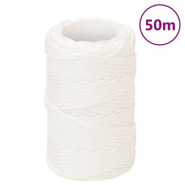 Båtlina helvit 2 mm 50 m polypropylen