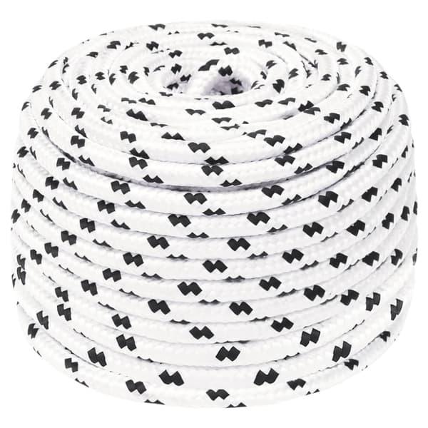 Båtlina flätad vit 6 mm x 25 m polyester