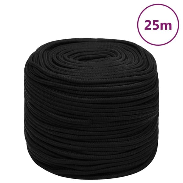 Rep svart 6 mm 25 m polyester