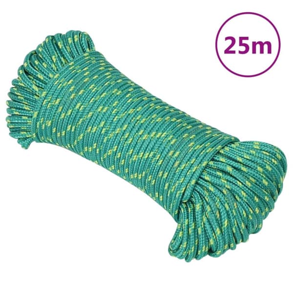 Båtlina grön 3 mm 25 m polypropen