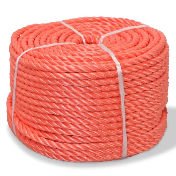 Tvinnat rep i polypropylen 6 mm 500 m orange