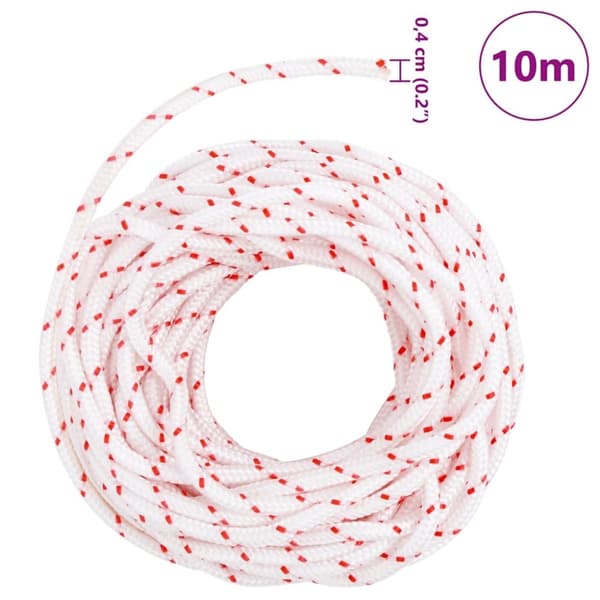 vidaXL startsnor Ø4 mm 10 m nylon hvid og rød