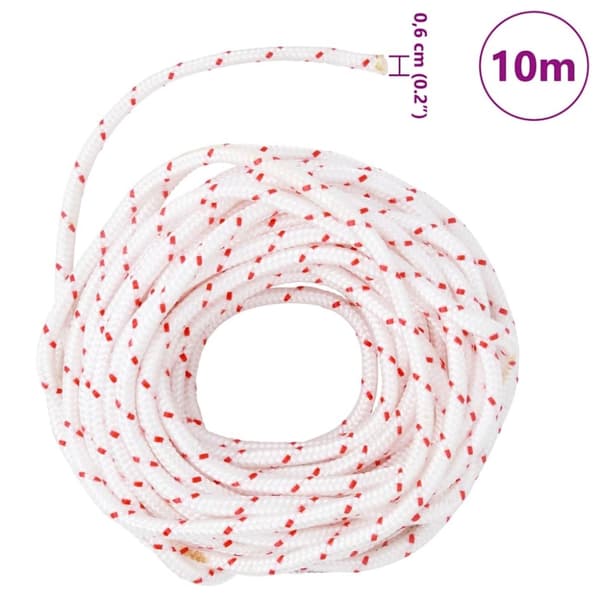 vidaXL Startsnöre vit och röd Ø6 mm 10 m nylon