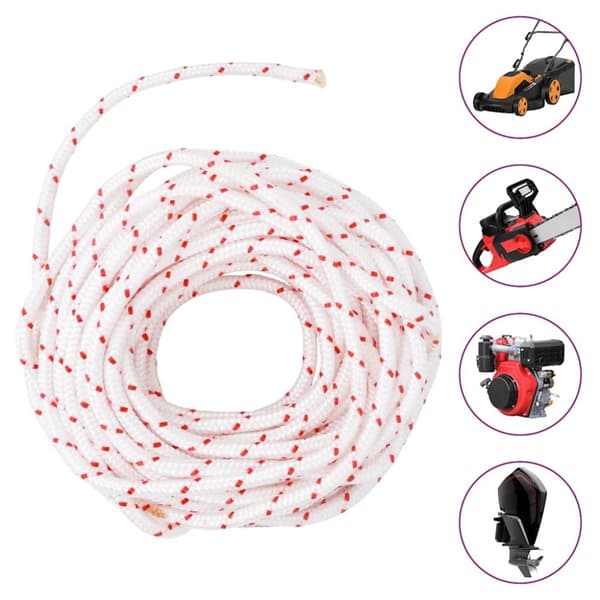 vidaXL Startsnöre vit och röd Ø6 mm 10 m nylon
