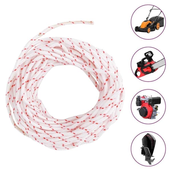 vidaXL Pull Starter Naru Valkoinen ja Punainen Ø3 mm 10 m Nylon