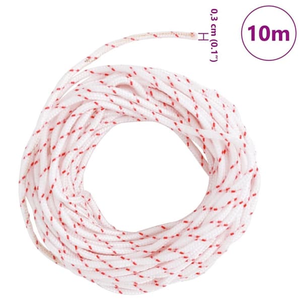 vidaXL Pull Starter Naru Valkoinen ja Punainen Ø3 mm 10 m Nylon