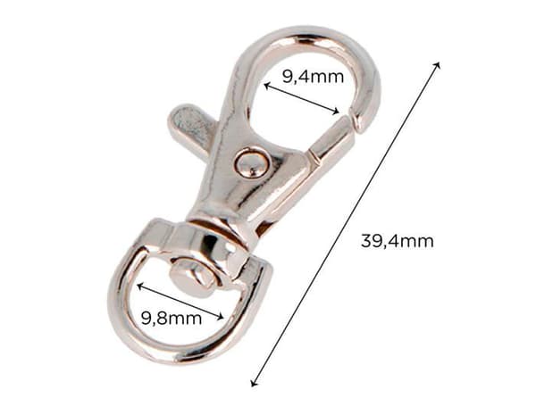 Innspiro - A15080301 - VELOX Mousqueton Anneau D Zamak Nickel 9,8 mm. 5 st.