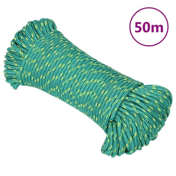 Båtlina grön 3 mm 50 m polypropen
