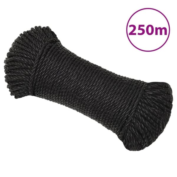 Rep svart 6 mm 250 m polypropylen
