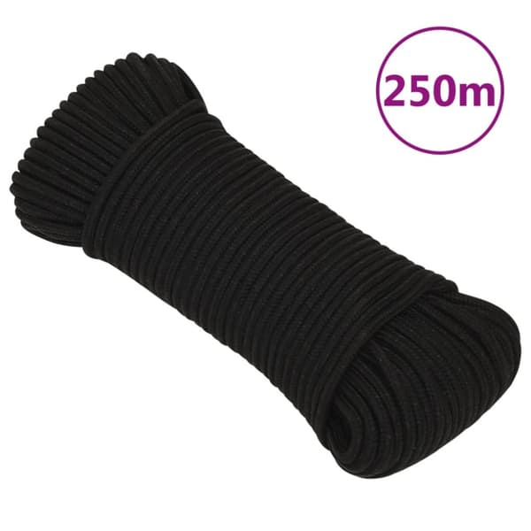Rep svart 4 mm 250 m polyester