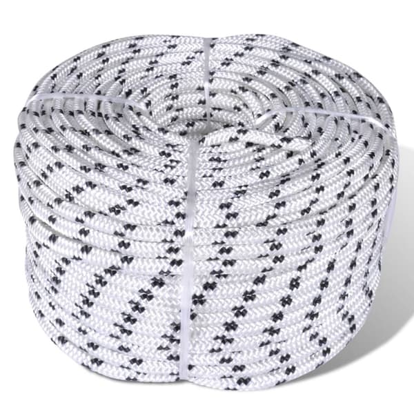 Båtlina flätad 10 mm x 250 m polyester vit