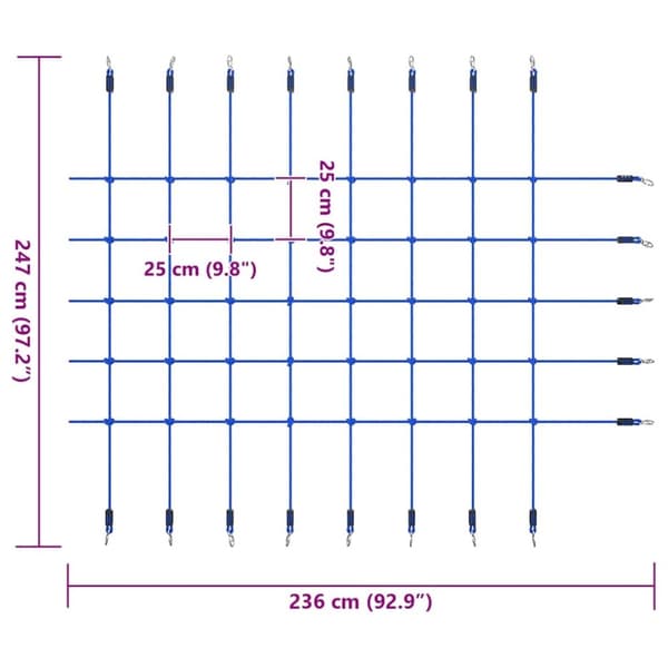 vidaXL Kiipeilyverkko 200x150 cm sininen