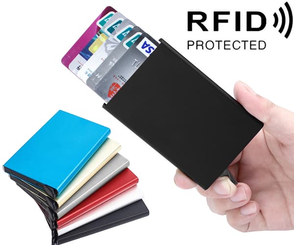 Korthållare 5 kort - Plånbok Pop-Up i Aluminium - RFID Silver