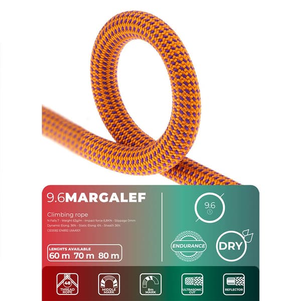 Fixe Climbing Gear Reb Margalef 9.6 Mm Orange 60 m