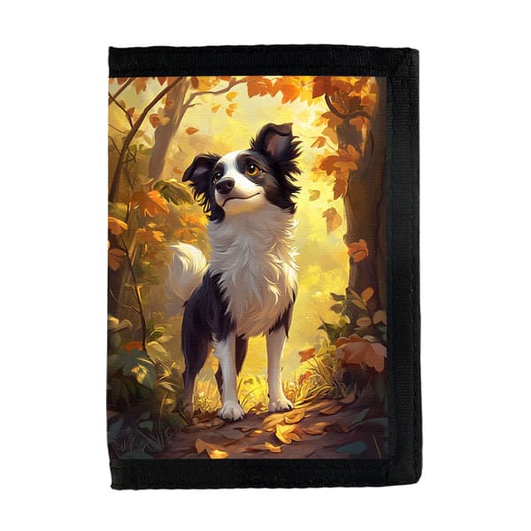 Barn Söt Tecknad Border Collie Hund Plånbok