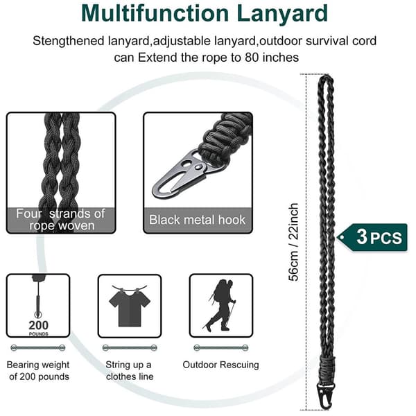 INF Multifunktionell handvävd Paracord-nyckelring