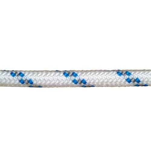 Flätat vitt/blått polyesterrep 4 mm. 200 m rulle