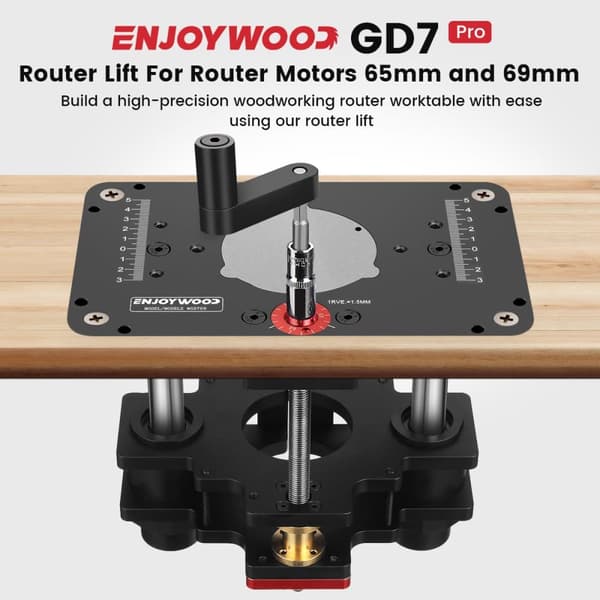 GD7 PRO Routerlift för 65 mm träfräs för routerbordslyft med routerplatta Precisionsträbearbetning, 65 mm