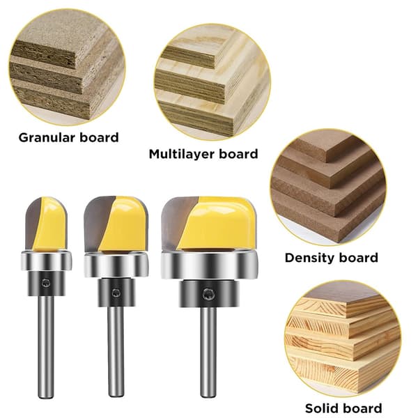 3st Multi storlek skaft runda nosbitar med lager fräsbits hårdmetallfräsar träbearbetning fräs för trä bits ansiktsfräs verktyg - 6mm