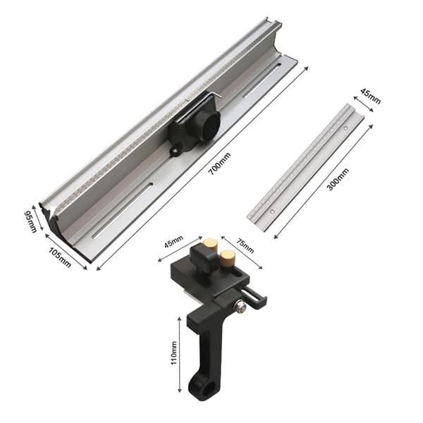 Wnew träbearbetningsfräsbord staket aluminium profil stängselsystem 700 mm med skjutbara fästen bitskydd