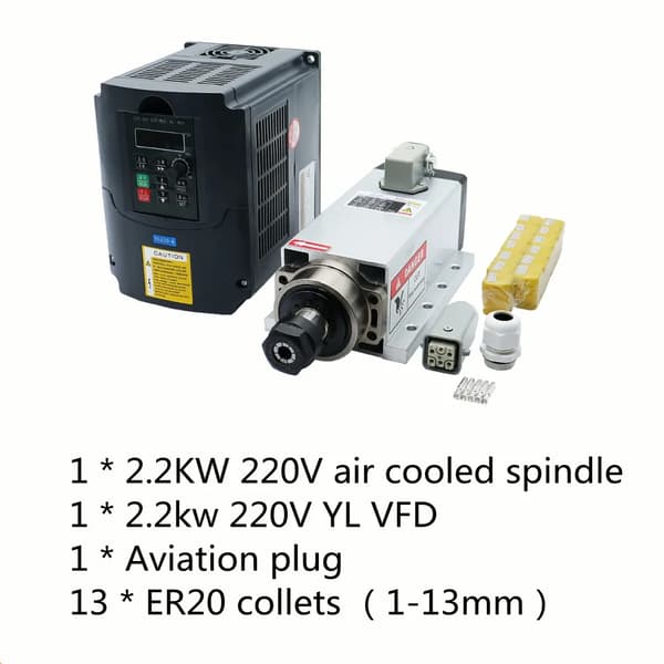 CNC-fräs kit, 4-axlig stegmotor, vattenkyld spindel, 2,2kw 220v luft
