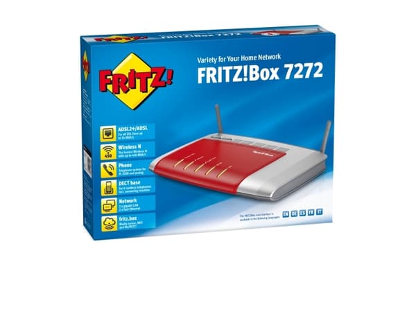 AVM FRITZ!Box 7272 - Trådløs ruter - DSL-modem - 4-portssvitsj - GigE - Wi-Fi - 2,4 GHz - VoIP-telefonadapter (DECT)