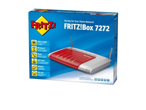AVM FRITZ!Box 7272 - Trådløs ruter - DSL-modem - 4-portssvitsj - GigE - Wi-Fi - 2,4 GHz - VoIP-telefonadapter (DECT)