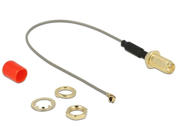 Delock - Antennekabel - RP-SMA beholder til MHF/U.FL plugg - 10 cm - koaksial - grå