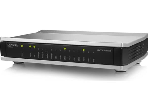 Lancom Systems 1793VAW, Wi-Fi 5 (802.11ac), Kaksitaajuus (2,4 GHz/5 GHz), Ethernet LAN, ADSL2+, Musta, Harmaa, Pöytäreititin