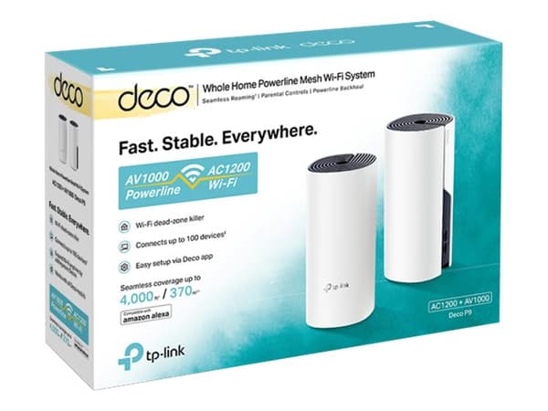 TP-Link Deco P9 (2-pack), Hvit, Innvendig lys, Mesh system, Kraft indikator, Dobbelbånd (2.4 GHz / 5 GHz), Wi-Fi 5 (802.11ac) Hvit