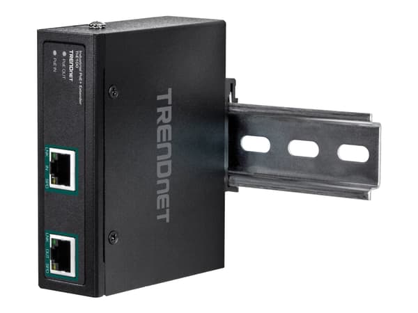 TRENDnet TI-E100 Gigabit PoE+ Extender - Nettverksutvider - 1GbE - 10Base-T, 100Base-TX, 1000Base-T - opp til 100 m - TAA-samsvar Sort