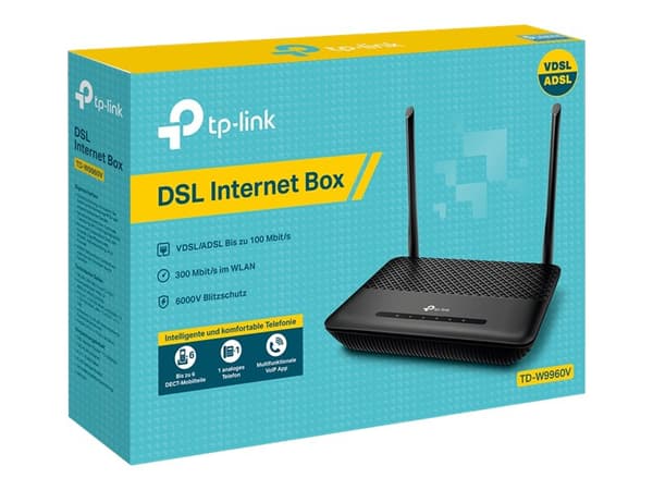 TP-Link TD-W9960v V1 - - trådløs ruter - - DSL-modem 4-portssvitsj - Wi-Fi - 2,4 GHz - VoIP-telefonadapter (DECT)