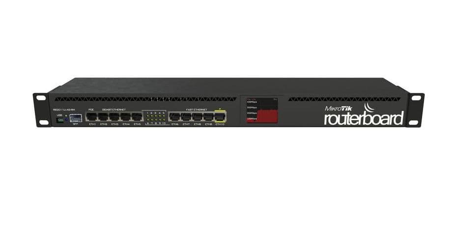 MikroTik RouterBOARD 2011UiAS with Atheros 74K MIPS CPU, 128MB RAM, 1xSFP port, 5xLAN, 5xGbit LAN, RouterOS L5, 1U rackmount case,