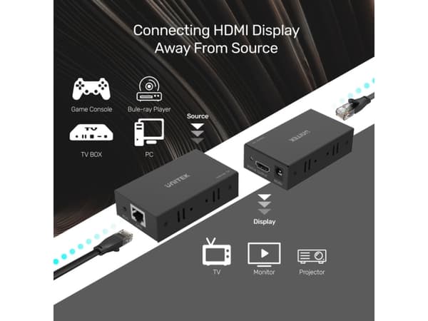Unitek - Sender og mottaker - video/lyd-forlenger - HDMI - opp til 60 m