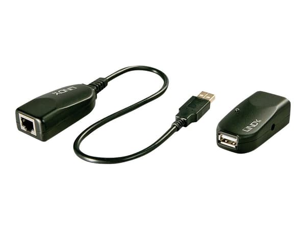 Lindy USB 2.0 Cat.5 Extender 50m, 1Port Støtter USB 2.0-enheter med en hastighet på opptil 480Mbit/s over en avstand på opptil 50m (42693) Sort