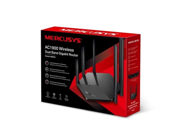 Mercusys MR50G, Wi-Fi 5 (802.11ac), Dobbelbånd (2.4 GHz / 5 GHz), Ethernet/bredbåndsforbindelse, Sort, Bærbar Router