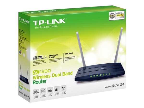 TP-Link Archer C50 - V3.0 - trådlös router 4-ports-switch - Wi-Fi 5 - Dubbelband
