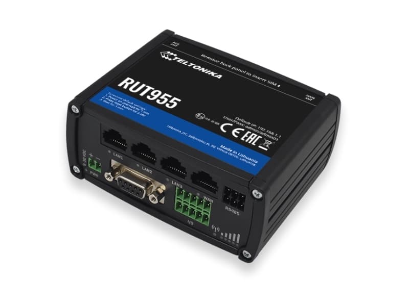 Teltonika RUT955, RJ-45, Enkeltbånd (2.4 GHz), Wi-Fi 4 (802.11n), 300 Mbit/s, 802.11b,802.11g,Wi-Fi 4 (802.11n), Raskt Ethernet