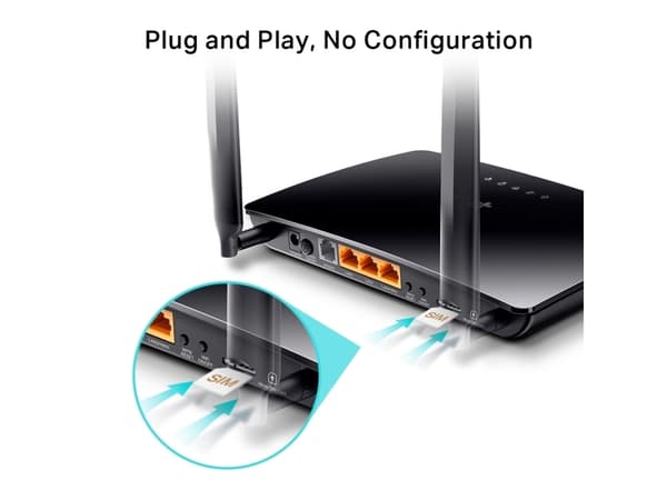 TP-Link TL-MR6500v, Wi-Fi 4 (802.11n), Enkeltbånd (2.4 GHz), Ethernet/bredbåndsforbindelse, 3G, Sort, Frittstående router