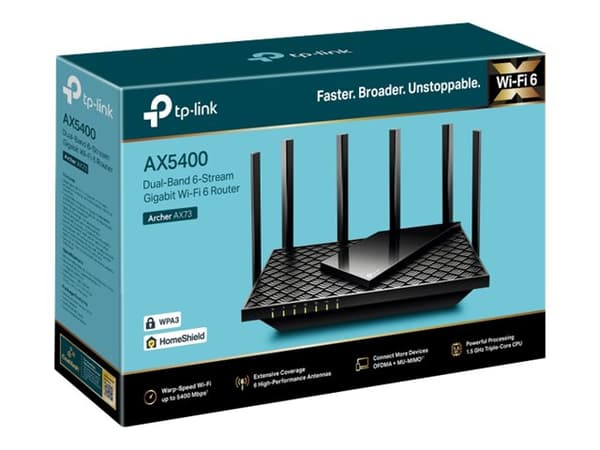 TP-LINK Archer AX73 (AX5400) - Router - Dual-band 2,4 / 5 Ghz - Wi-Fi 6 - 5400 Mbit/s - 10,100,100 Mbit/s - RJ45 - MU-MIMO