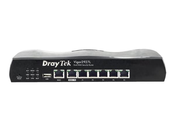 Draytek Vigor 2927L - Router - WWAN 6-portars switch - 1GbE, PPP - WAN-portar: 2