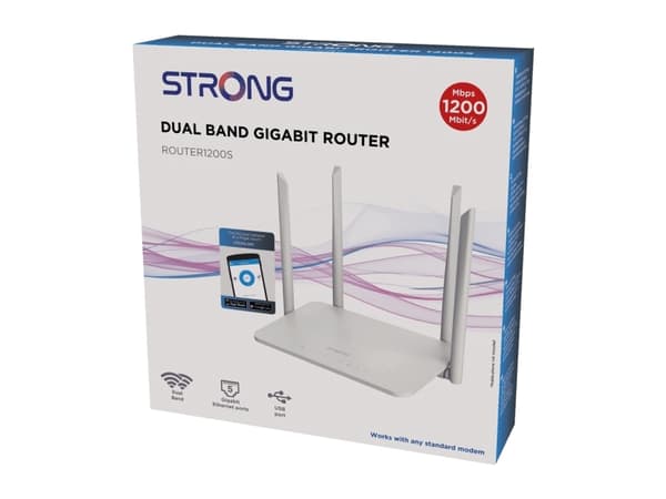 Strong Dual Band Gigabit Router 1200S - Trådløs ruter 4-portssvitsj - 1GbE - Wi-Fi 5 - Dobbeltbånd